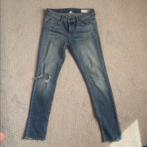 rag & bone Blue Skinny Jeans with Distressed Details